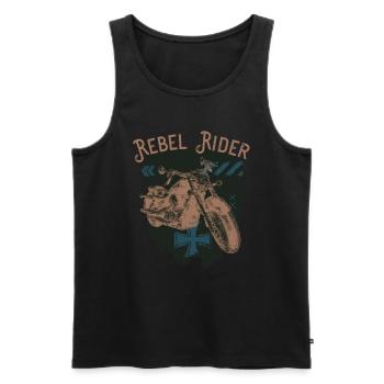 Rebel Rider Moto Vintage Rocker Motard - Débardeur bio Premium Homme - noir - Devant - Michal (187cm)