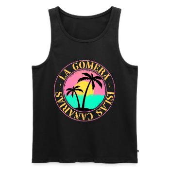 La Gomera Sommer Sonne Strand Meer Palmen - Männer Premium Bio Tank Top - Schwarz - Vorne - AI Model Male 178 light (178cm)