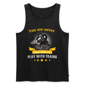 Never too old for railway model railway steam locomotive - Men's Premium Organic Tank Top - black - Front - Michal (187cm)
