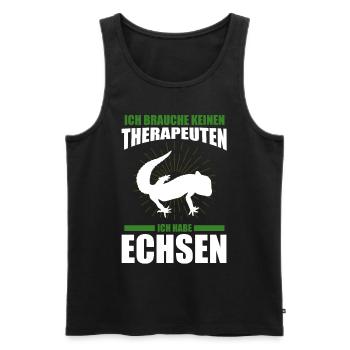 Ich brauche keine Therapeuten ich habe eine Echse - Männer Premium Bio Tank Top - Schwarz - Vorne - AI Model Male 178 light (178cm)