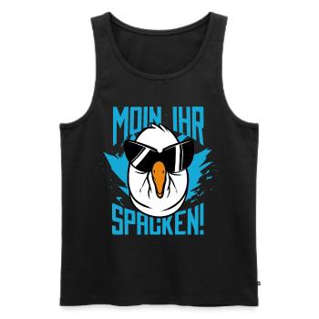 Moin Ihr Spacken Möwe - Männer Premium Bio Tank Top - Schwarz - Vorne - Michal (187cm)