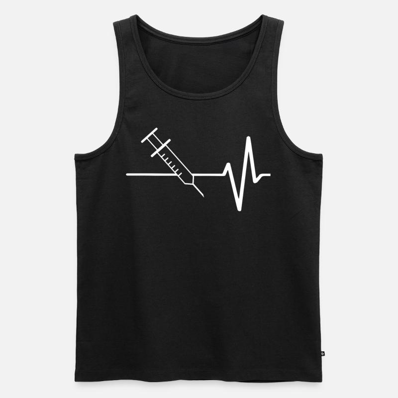 Spritze Mit EKG Linie - Männer Premium Bio Tank Top - Schwarz