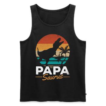 PapaSaurus Rex Daddy Dinosaur Matching Family - Men's Premium Organic Tank Top - black - Front - AI Model Male 178 light (178cm)