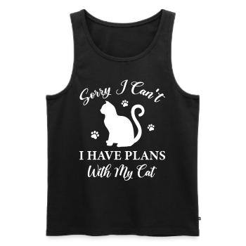 Sorry I Have Plans With My Cat - Cat Lady - Men's Premium Organic Tank Top - black - Front - Michal (187cm)