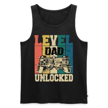 Level Papa Unlocked - Men's Premium Organic Tank Top - black - Front - AI Model Male 178 light (178cm)