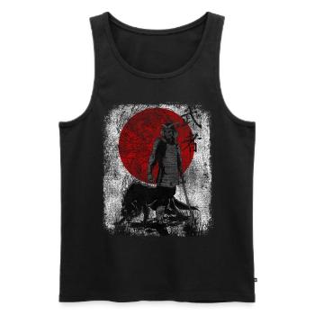 japanischer Samurai Wolf Art Krieger Bushido Martial - Männer Premium Bio Tank Top - Schwarz - Vorne - AI Model Male 178 light (178cm)