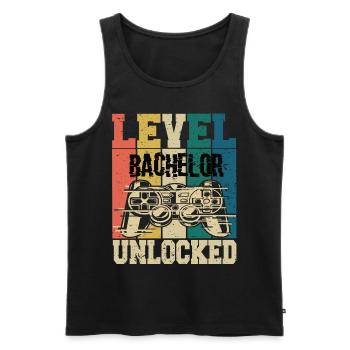 Level Bachelor Unlocked - Men's Premium Organic Tank Top - black - Front - AI Model Male 178 light (178cm)