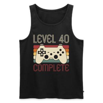 Niveau 40 Jeu complet 40 ans Anniversaire - Débardeur bio Premium Homme - noir - Devant - Michal (187cm)