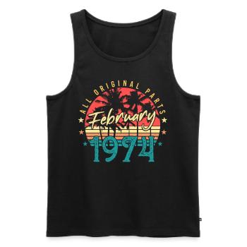 February 1974 Retro Original - Men's Premium Organic Tank Top - black - Front - AI Model Male 178 light (178cm)