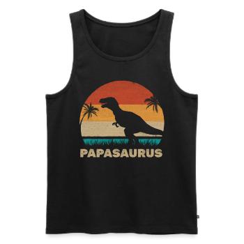 PapaSaurus T-Rex Daddy Dinosaur Matching - Men's Premium Organic Tank Top - black - Front - Michal (187cm)
