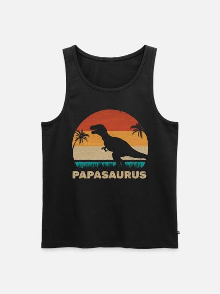 PapaSaurus T-Rex Daddy Dinosaur Matching - Men's Premium Organic Tank Top - black