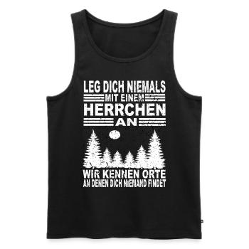 Leg Dich Niemals Mit Einem Herrchen an - Männer Premium Bio Tank Top - Schwarz - Vorne - Michal (187cm)
