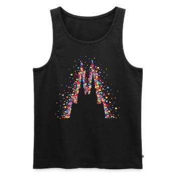 Cathédrale de Cologne Carnaval de Cologne Confettis Cœurs - Débardeur bio Premium Homme - noir - Devant - Michal (187cm)