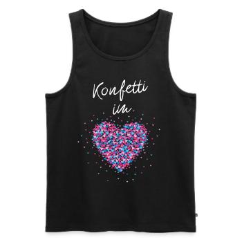 Konfetti im Herzen Karneval Fasching - Männer Premium Bio Tank Top - Schwarz - Vorne - Michal (187cm)