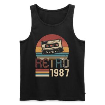 Retro Jahrgang 1987 Geboren Geburtstag Vintage - Männer Premium Bio Tank Top - Schwarz - Vorne - AI Model Male 178 light (178cm)