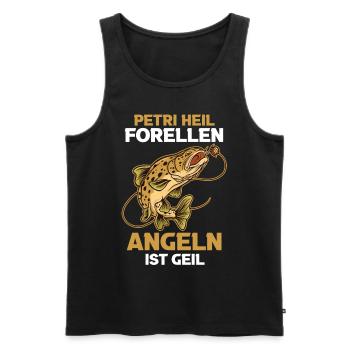 Angeln Angler Petri Heil Forellen Fischer - Männer Premium Bio Tank Top - Schwarz - Vorne - Michal (187cm)