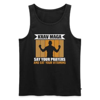 Krav Maga Kampfsport Krav Maga Trainer Krav Maga - Männer Premium Bio Tank Top - Schwarz - Vorne - Michal (187cm)