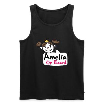 Amelia On Board - Men's Premium Organic Tank Top - black - Front - AI Model Male 178 light (178cm)