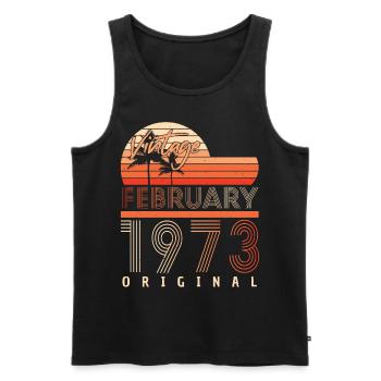 February 1973 Vintage Palms - Men's Premium Organic Tank Top - black - Front - Michal (187cm)