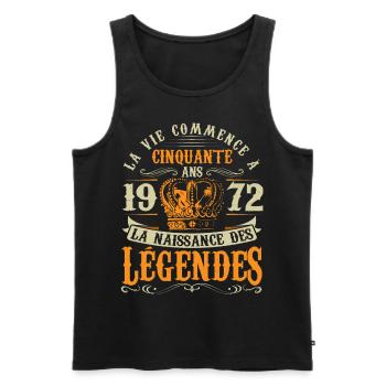 Anniv 50 ans Anniversaire 1972 - Débardeur bio Premium Homme - noir - Devant - Michal (187cm)
