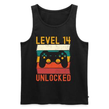 14th Birthday Level 14 Unlocked Gamer 14 years - Men's Premium Organic Tank Top - black - Front - Michal (187cm)