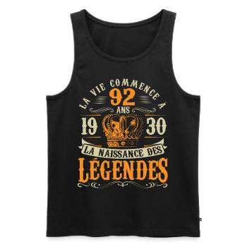 Anniv 92 ans Anniversaire 1930 - Débardeur bio Premium Homme - noir - Devant - Michal (187cm)