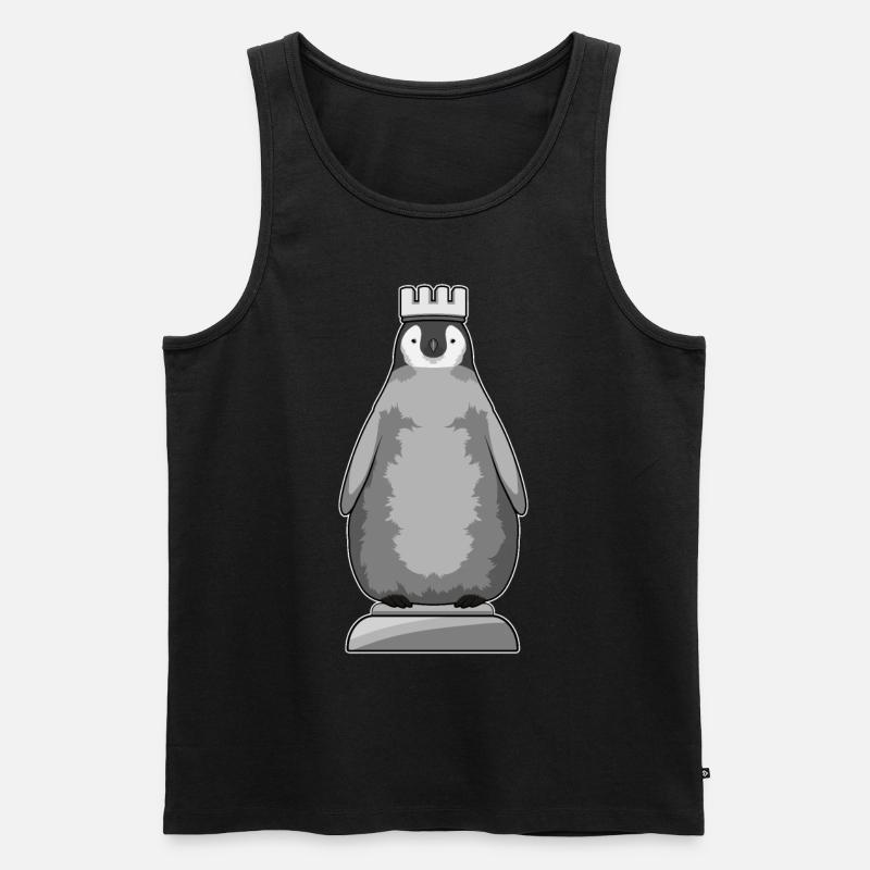 Pinguin als Schachfigur König - Männer Premium Bio Tank Top - Schwarz