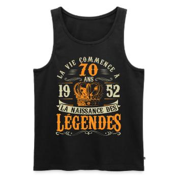 Anniv 70 ans Anniversaire 1952 - Débardeur bio Premium Homme - noir - Devant - Michal (187cm)