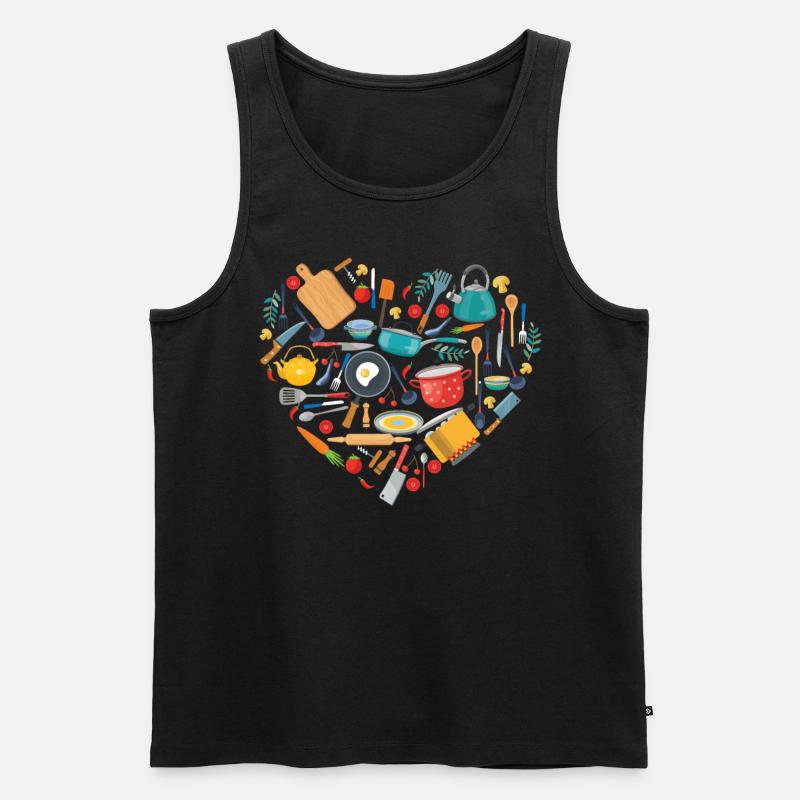 Cooking Cook Heart Tools Kitchen - Männer Premium Bio Tank Top - Schwarz