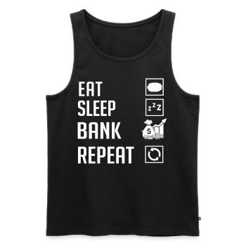 Banquier retraité Banque d’investissement Banque d’argent - Débardeur bio Premium Homme - noir - Devant - Michal (187cm)