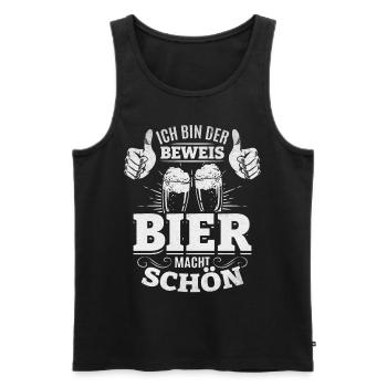 Bier Spruch Ich bin der Beweis Bier macht schön I - Männer Premium Bio Tank Top - Schwarz - Vorne - Michal (187cm)