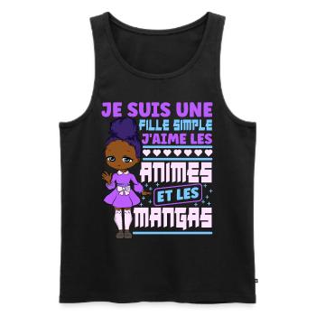Animé Manga Humour Japonais Kawaii Fille - Débardeur bio Premium Homme - noir - Devant - AI Model Male 178 light (178cm)