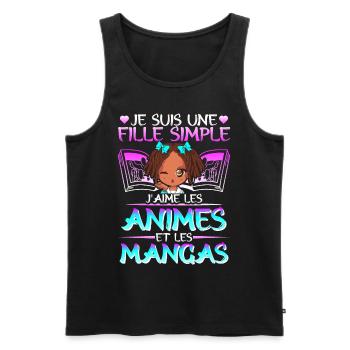 Animé Manga Humour Japonais Kawaii Fille - Débardeur bio Premium Homme - noir - Devant - AI Model Male 178 light (178cm)
