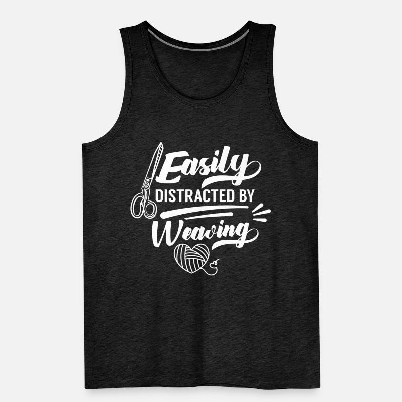 Easily distracted by weaving loom weaver Men's Premium Organic Tank Top