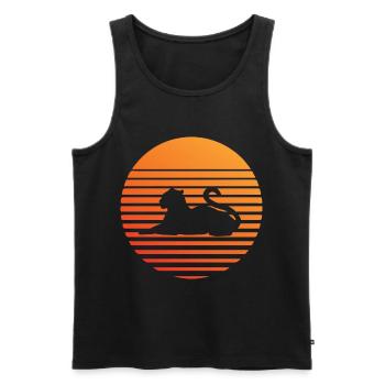 Leopard -Silhuette im Sonnenuntergang - Männer Premium Bio Tank Top - Schwarz - Vorne - Michal (187cm)