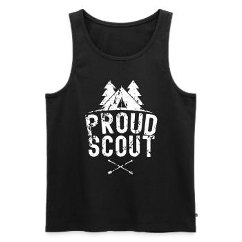 Proud Scout Clan Scout Scout Tent Camp - Men's Premium Organic Tank Top - black - Front - AI Model Male 178 light (178cm)