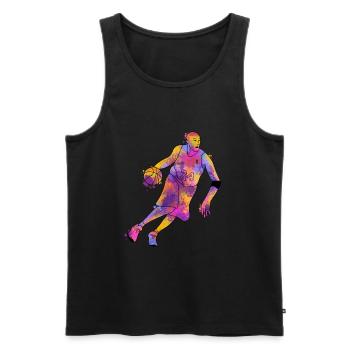 Cadeau de basketball pour le sport de tournoi d’entraînement - Débardeur bio Premium Homme - noir - Devant - AI Model Male 178 light (178cm)