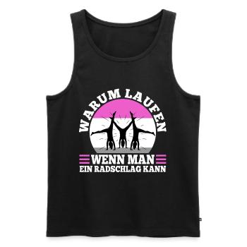 Warum Laufen wenn man ein Radschlag kann - Männer Premium Bio Tank Top - Schwarz - Vorne - Michal (187cm)