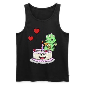 Dragon Birthday Birthday Cake Sweets - Men's Premium Organic Tank Top - black - Front - AI Model Male 178 light (178cm)