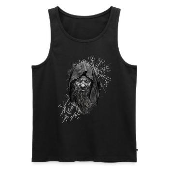 Vegvisir Odin avec Hugin et Munin - Vikings - Débardeur bio Premium Homme - noir - Devant - Michal (187cm)
