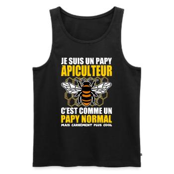 Papy Apiculteur Idée Cadeau Humour Apiculture - Débardeur bio Premium Homme - noir - Devant - Michal (187cm)