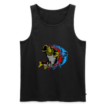 Pike-perch fish Predatory fish Anglers Nature - Men's Premium Organic Tank Top - black - Front - AI Model Male 178 light (178cm)