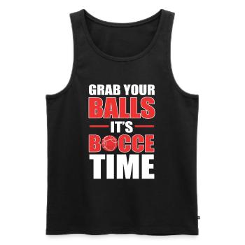 Schnappt euch eure Kugeln, es ist Boccia-Zeit - Männer Premium Bio Tank Top - Schwarz - Vorne - Michal (187cm)