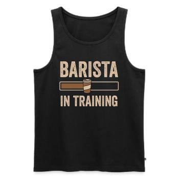 Barista en formation Baristas Café Espresso - Débardeur bio Premium Homme - noir - Devant - AI Model Male 178 light (178cm)