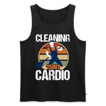 Cleaning Is My Cardio Housekeeping Housekeeper - Men's Premium Organic Tank Top - black - Front - AI Model Male 178 light (178cm)