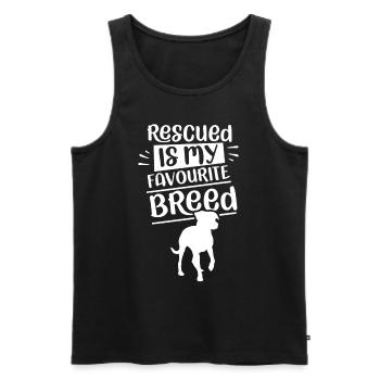 Sauvé est mon sauvetage de chien de race préféré - Débardeur bio Premium Homme - noir - Devant - AI Model Male 178 light (178cm)