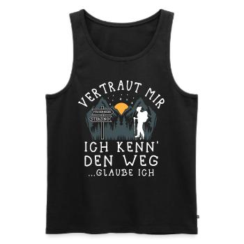 Alpenüberquerung Tegernsee Sterzing Pilgerweg - Männer Premium Bio Tank Top - Schwarz - Vorne - AI Model Male 178 light (178cm)