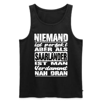 Saarländer - Männer Premium Bio Tank Top - Schwarz - Vorne - AI Model Male 178 light (178cm)