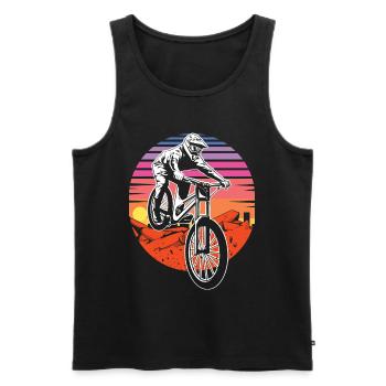 Mountainbike Retro Sunset - Männer Premium Bio Tank Top - Schwarz - Vorne - Michal (187cm)