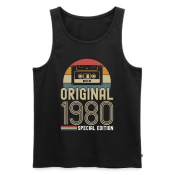 Retro Vintage 1980 Born Birthday Vintage - Men's Premium Organic Tank Top - black - Front - Michal (187cm)